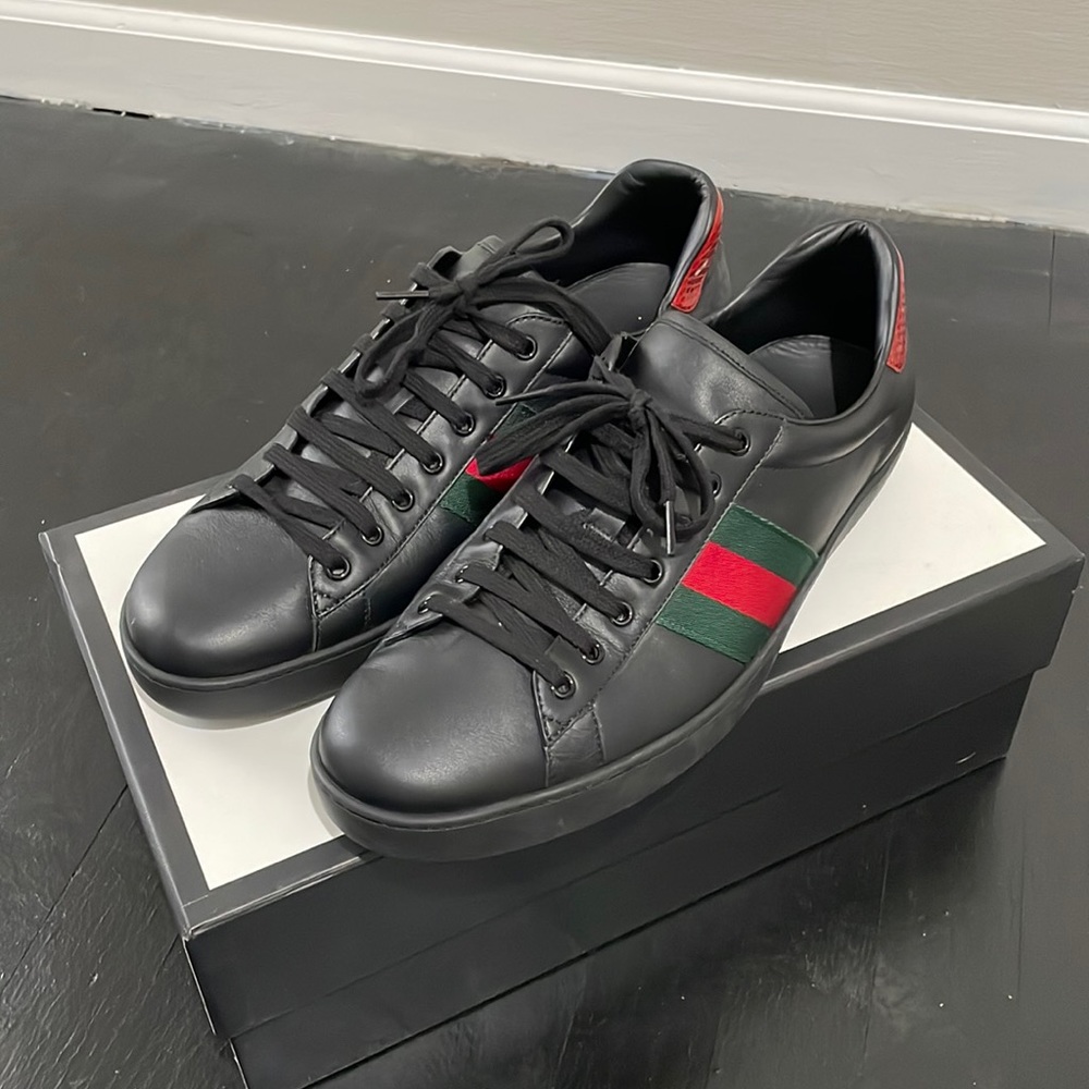 AUTHENTIC MENS GUCCI GG STRIPE TENNIS SNEAKER SIZE 13